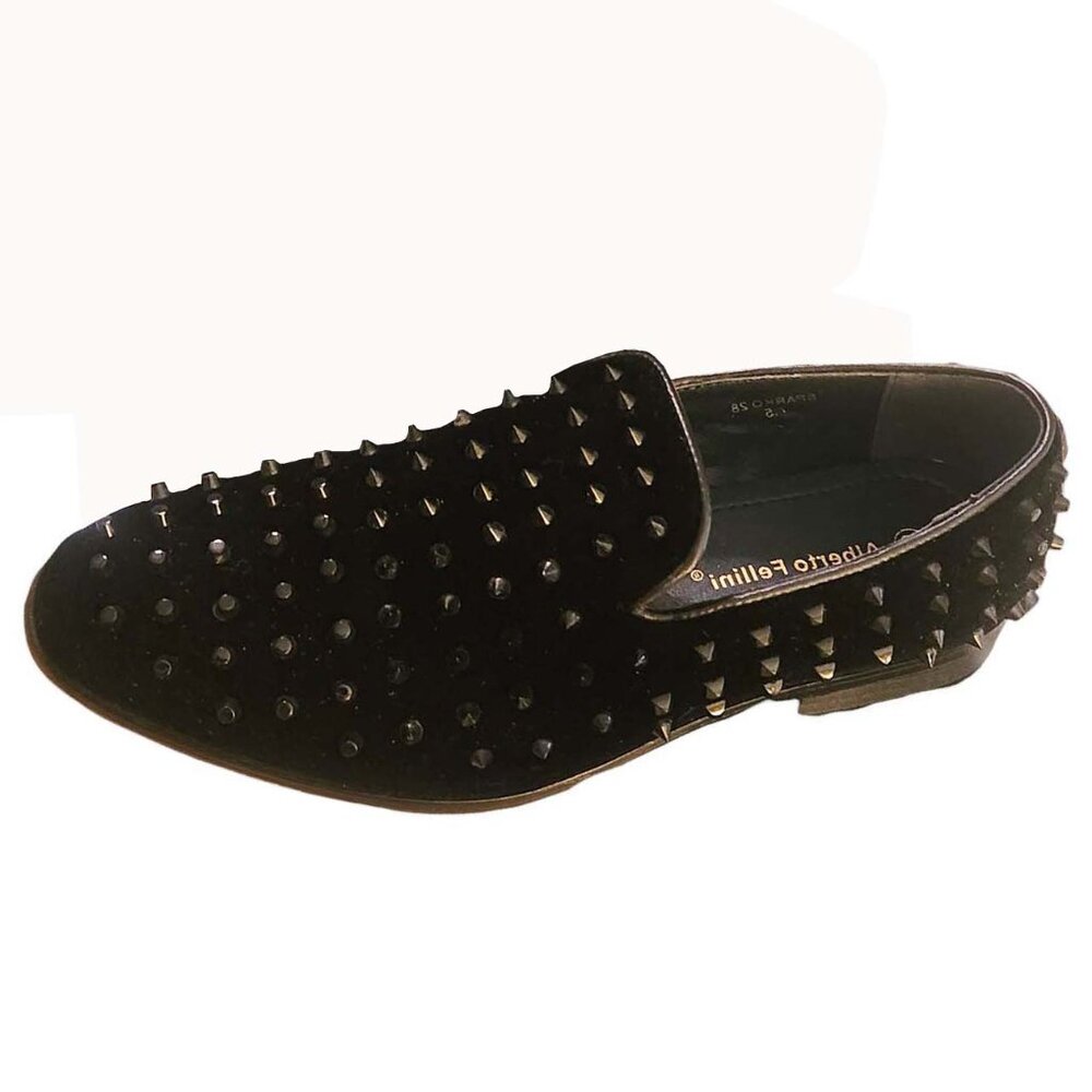 Alberto Fellini Men’s Black Sparko Spike Wedding Dress Shoes Sz 7.5